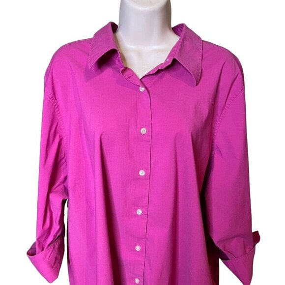 Lands End Womens Button Down Pink Shirt Wing Cuffs Plus Size 26W u - Picture 2 of 8